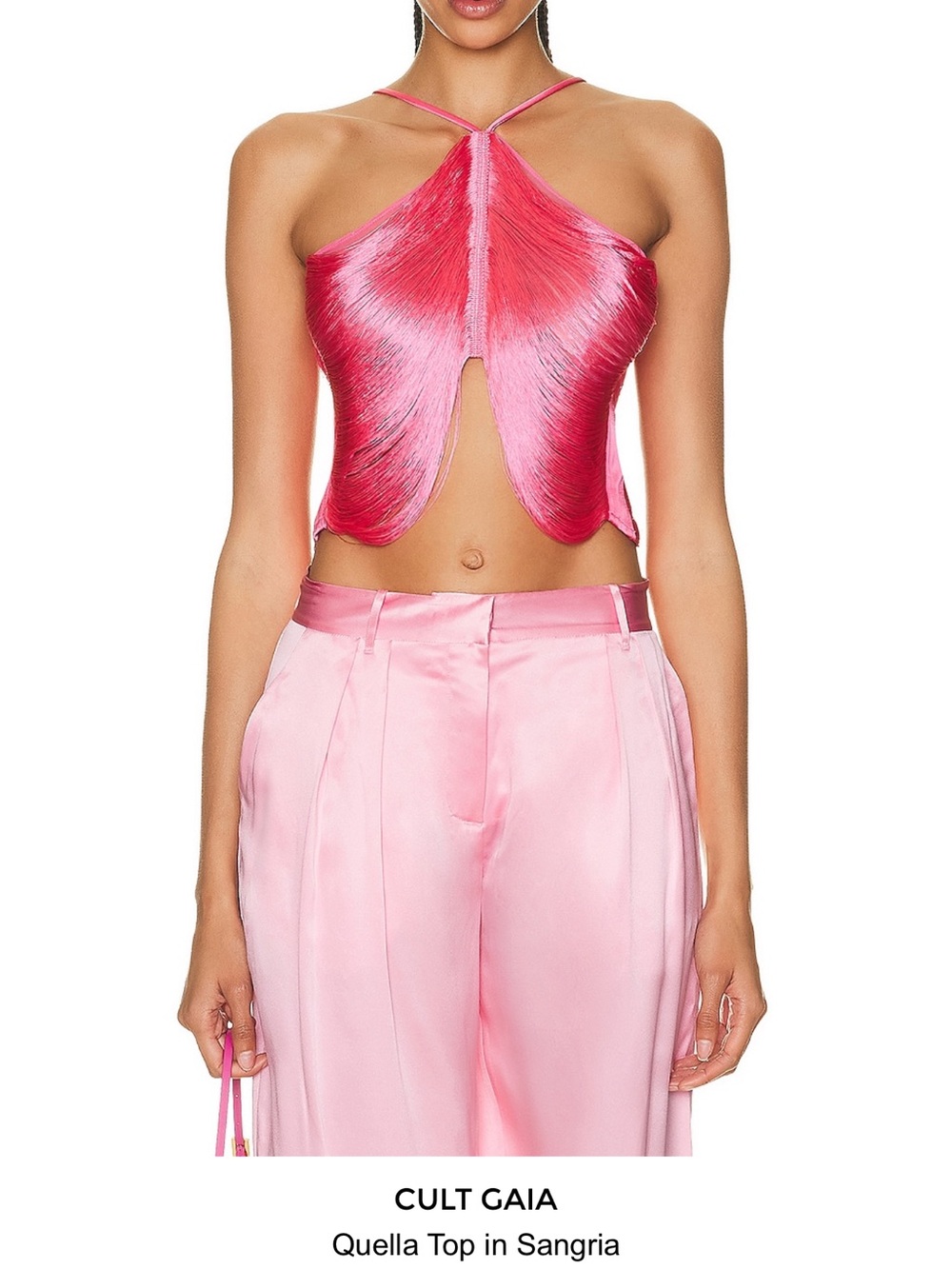 cult gaia Quella Halter Top in Sangria Pink